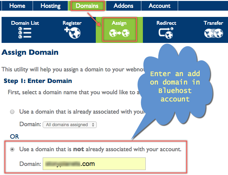 Blue host domain