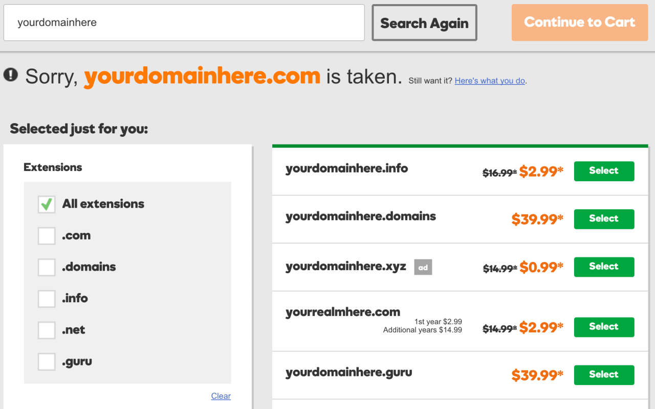 Godaddy domain registration